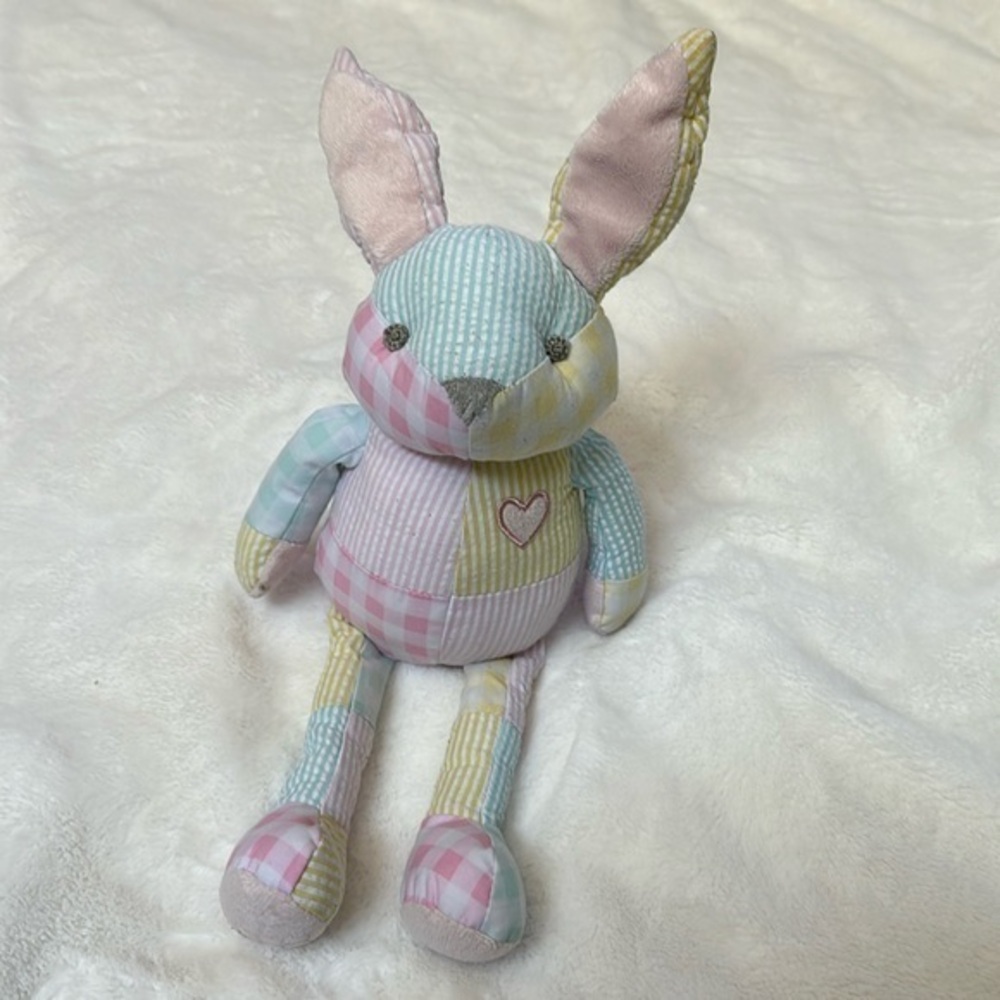 Pottery Barn Kids Plush Stuffed Patchwork Bunny Rabbit 16" Pastels